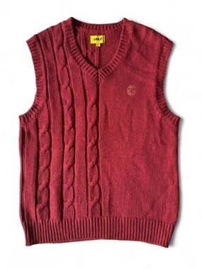 Golf Wang Men's Cable Knit V-Neck Sweater Vest - Maroon